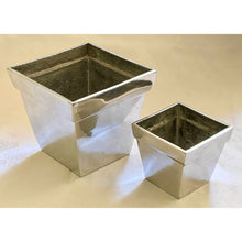 Load image into Gallery viewer, Vintage Square Polished Steel Small 4&quot; Planter-Pots &amp; Planters-Antique Warehouse