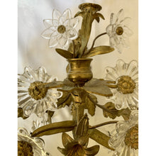 Load image into Gallery viewer, Brass and Crystal Flower Sconces - a pair-Sconces-Antique Warehouse