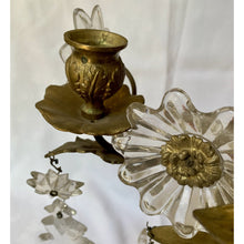 Load image into Gallery viewer, Brass and Crystal Flower Sconces - a pair-Sconces-Antique Warehouse