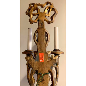 Early 20th Century Italian Gilt Wood Carved Sconce - Large 32"H-Sconces-Antique Warehouse