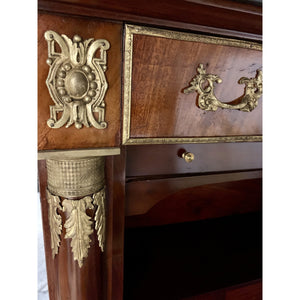 Empire Mahogany Secrétaire à abattant with Brass Mounts and Marble Top-Secretaire-Antique Warehouse