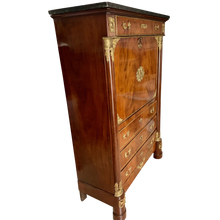 Load image into Gallery viewer, Empire Mahogany Secrétaire à abattant with Brass Mounts and Marble Top-Secretaire-Antique Warehouse