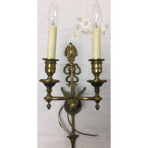 Empire style Brass Sconces - a pair-Sconces-Antique Warehouse