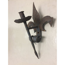 Load image into Gallery viewer, French 19th Century Forged Iron Fleur de Lis Torchère Sconces - a pair-Sconces-Antique Warehouse