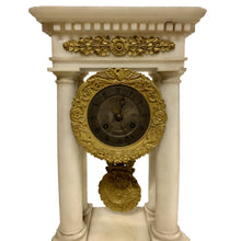 Load image into Gallery viewer, French Charles X Marble and Brass Portico Mantel Clock Circa 1860-Clock-Antique Warehouse