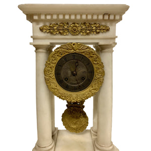 French Charles X Marble and Brass Portico Mantel Clock Circa 1860-Clock-Antique Warehouse