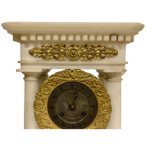 French Charles X Marble and Brass Portico Mantel Clock Circa 1860-Clock-Antique Warehouse