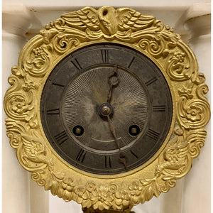 French Charles X Marble and Brass Portico Mantel Clock Circa 1860-Clock-Antique Warehouse