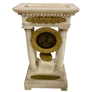 French Charles X Marble and Brass Portico Mantel Clock Circa 1860-Clock-Antique Warehouse