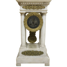 Load image into Gallery viewer, French Charles X Marble and Brass Portico Mantel Clock Circa 1860-Clock-Antique Warehouse