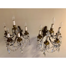 Load image into Gallery viewer, French Louis XV Bronze and Crystal Sconces - 5 Light - a pair-Sconces-Antique Warehouse