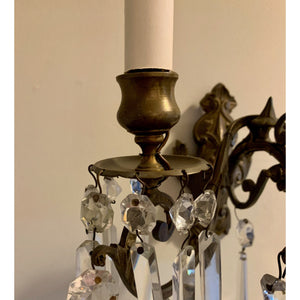 French Louis XV Bronze and Crystal Sconces - 5 Light - a pair-Sconces-Antique Warehouse