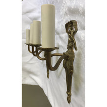 Load image into Gallery viewer, French Louis XVI Bronze Cast Two Arm Ribbon Sconces - a Pair-Sconces-Antique Warehouse