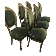 Load image into Gallery viewer, French Louis XVI Style Painted and Carved chairs with green velvet upholstery (Set of 6)-Chairs-Antique Warehouse