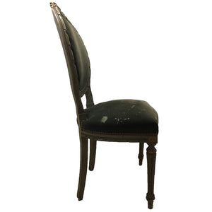 French Louis XVI Style Painted and Carved chairs with green velvet upholstery (Set of 6)-Chairs-Antique Warehouse