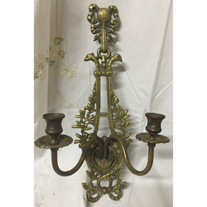 French Two Candle Brass Sconce-Sconces-Antique Warehouse