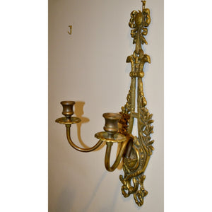 French Two Candle Brass Sconce-Sconces-Antique Warehouse