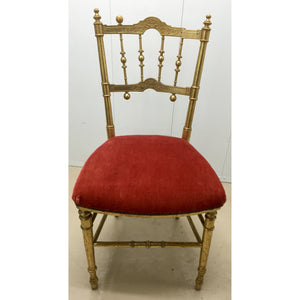 Gold Painted Chair with Red Velour Seat-Chairs-Antique Warehouse