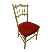 Load image into Gallery viewer, Gold Painted Chair with Red Velour Seat-Chairs-Antique Warehouse