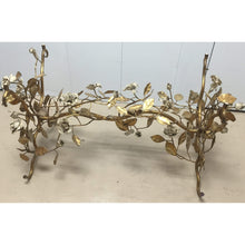 Load image into Gallery viewer, Gold Painted Metal Coffee Table with Roses, Glass Top-Coffee Table-Antique Warehouse