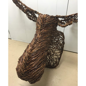 Grapevine Wicker Moose Head-Sculpture-Antique Warehouse