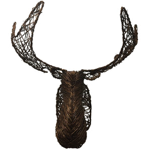 Grapevine Wicker Moose Head-Sculpture-Antique Warehouse