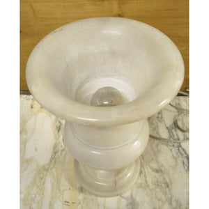 Italian Art Deco White Marble Urn Table Lamp-Lamp-Antique Warehouse