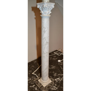 Italian NeoClassical White Marble Column Table Lamp - 41" Tall-Lamp-Antique Warehouse