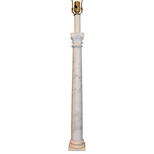 Italian NeoClassical White Marble Column Table Lamp - 41" Tall-Lamp-Antique Warehouse