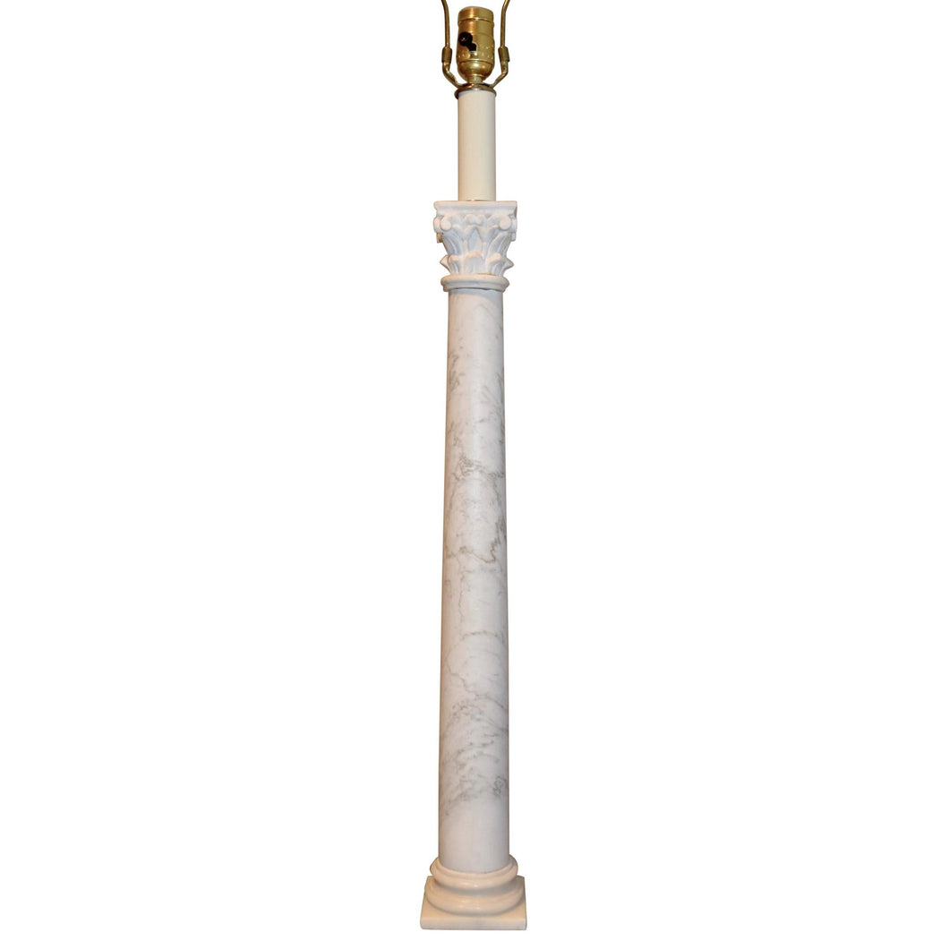 Italian NeoClassical White Marble Column Table Lamp - 41