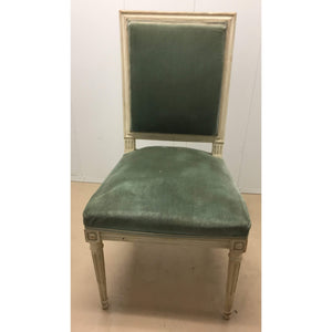 Late 19th Century French Painted and Carved Occasional Chair with Green Velvet Upholstery-Chairs-Antique Warehouse