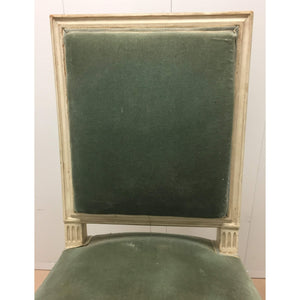 Late 19th Century French Painted and Carved Occasional Chair with Green Velvet Upholstery-Chairs-Antique Warehouse