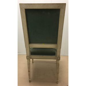 Late 19th Century French Painted and Carved Occasional Chair with Green Velvet Upholstery-Chairs-Antique Warehouse