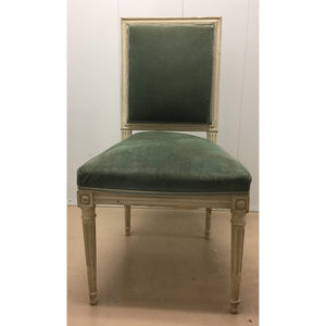 Late 19th Century French Painted and Carved Occasional Chair with Green Velvet Upholstery-Chairs-Antique Warehouse