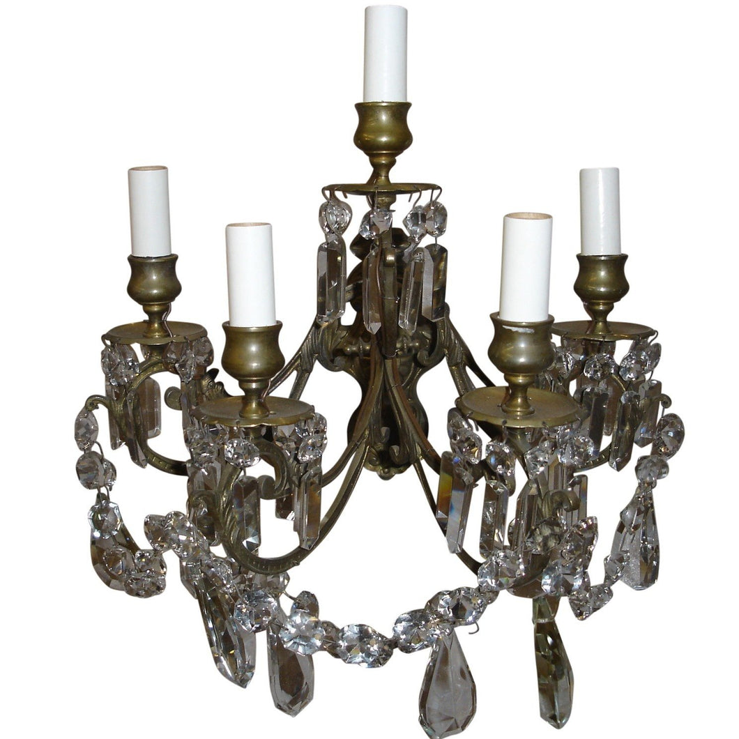 Louis XV French Bronze and Crystal Sconces - 5 Light - a pair-Sconces-Antique Warehouse