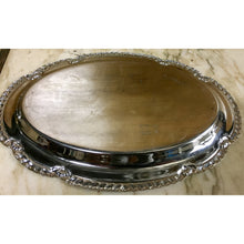 Load image into Gallery viewer, Oval Silver Tray with Scalloped Edge and Etched Design - 9.5&quot; x 6.5&quot;-Accessories-Antique Warehouse