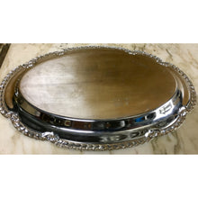 Load image into Gallery viewer, Oval Silver Tray with Scalloped Edge and Etched Design - 9.5&quot; x 6.5&quot;-Accessories-Antique Warehouse