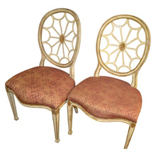 Load image into Gallery viewer, Painted Spider Back Hepplewhite Chairs with Patterned Upholstery - a Pair-Chairs-Antique Warehouse