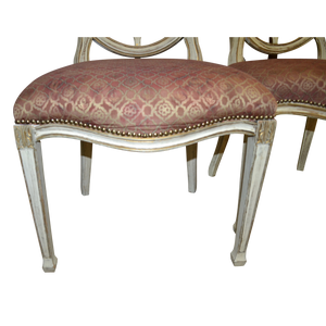 Painted Spider Back Hepplewhite Chairs with Patterned Upholstery - a Pair-Chairs-Antique Warehouse