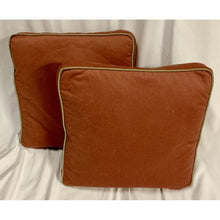 Load image into Gallery viewer, Pair of Auburn Square Pillows with Gold Piping-Antique Warehouse