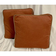 Load image into Gallery viewer, Pair of Auburn Square Pillows with Gold Piping-Antique Warehouse