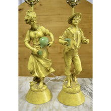 Load image into Gallery viewer, Pair of Boy &amp; Girl Yellow Table Lamps-Lamp-Antique Warehouse