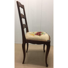 Load image into Gallery viewer, Pair of French Walnut Ladder Back Chairs with Rose Needlepoint seats-Chairs-Antique Warehouse