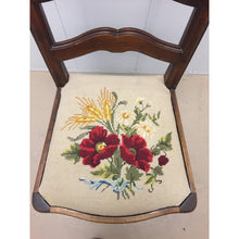 Load image into Gallery viewer, Pair of French Walnut Ladder Back Chairs with Rose Needlepoint seats-Chairs-Antique Warehouse