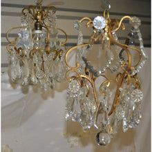 Load image into Gallery viewer, Pair of Single Light Bronze and Crystal Chandeliers-Chandelier-Antique Warehouse