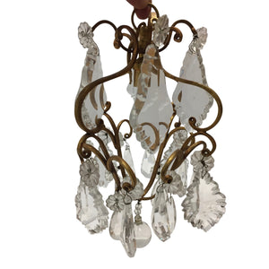 Pair of Single Light Bronze and Crystal Chandeliers-Chandelier-Antique Warehouse