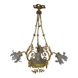 Renaissance style Gilt-Bronze and Patinated-Bronze Chandelier-Chandelier-Antique Warehouse