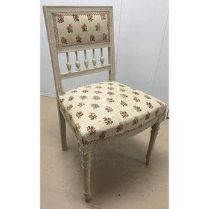 Set of 8 Painted French Chairs with Rose pattern upholstery (2 end, 6 side)-Chairs-Antique Warehouse