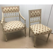 Load image into Gallery viewer, Set of 8 Painted French Chairs with Rose pattern upholstery (2 end, 6 side)-Chairs-Antique Warehouse