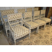 Load image into Gallery viewer, Set of 8 Painted French Chairs with Rose pattern upholstery (2 end, 6 side)-Chairs-Antique Warehouse